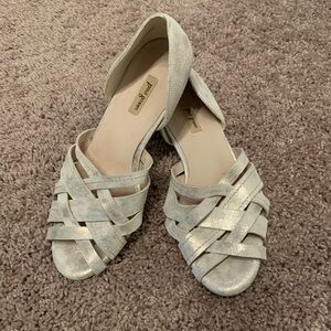 Paul Green Lucia D’Orsay Sandals Woven Strapy Flats Mineral Gold Size 7.5